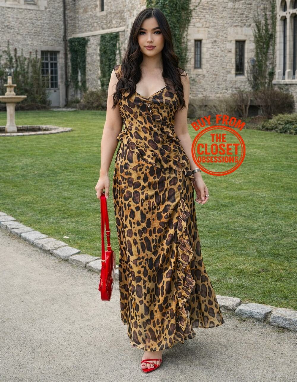 Zara Leopard Print Midi Dress NWT Side Slit Animal Print Blogger Viral Size M